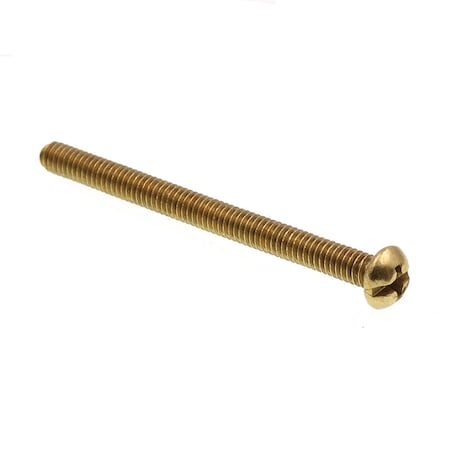 Prime-Line Machine Screw, Round Head, Phill/Sltd Comb Drive No. 8-32 X 2in Solid Brass 20PK 9003892